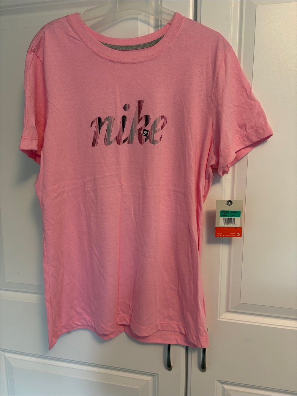 Nike Pink Short-Sleeve Tee with Metallic Logo